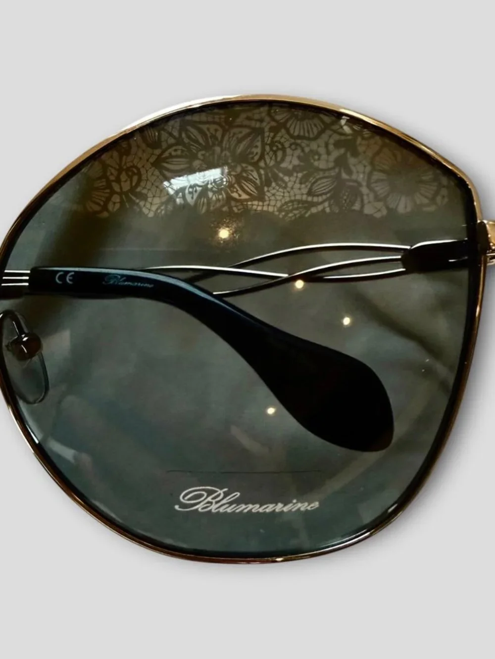 New! Bluemarine SBM116V Oversized Round Silvertone Frame with Lace Lens Detail